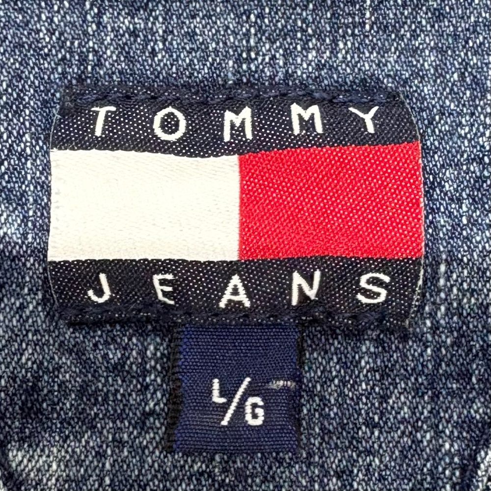 Tommy Jeans Denim Jacket Womens Size L Medium Wash Stretch Classic Blue Jean - Picture 5 of 10